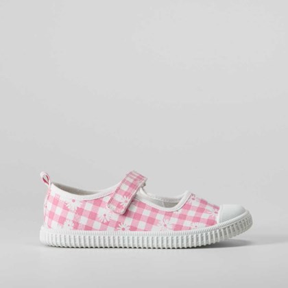 Mercedita de lona cuadros rosa y blanco OH GIRL