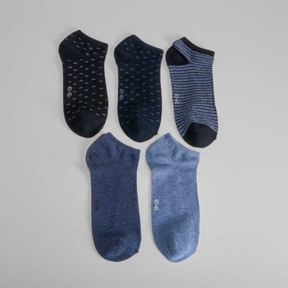 Pack x5 calcetines cortos mix azules hombre