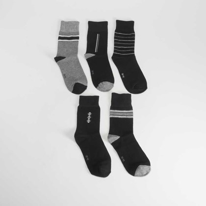 Pack x5 calcetines largos gris negro rayas hombre
