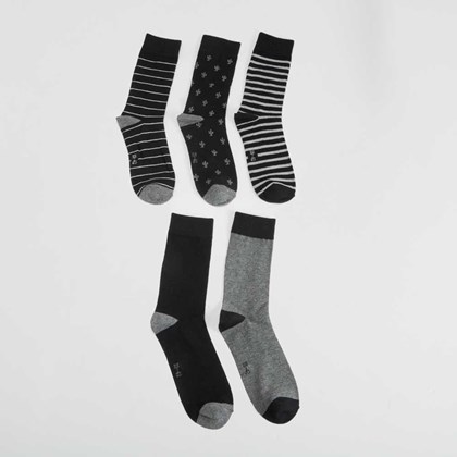 Pack x5 calcetines detalle gris caballero