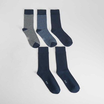 Pack 5 calcetines largos azul marino a rayas