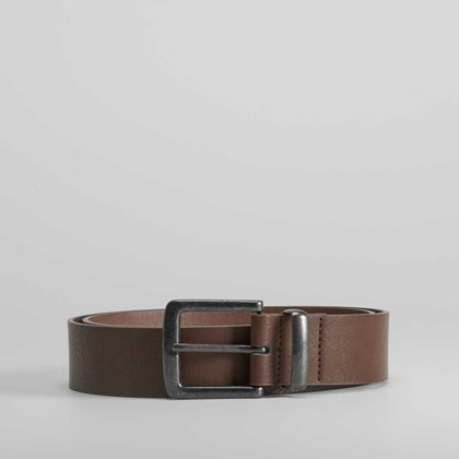 Cinturón marrón hebilla plateada MR HANSEN