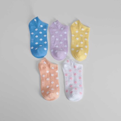 Pack x5 calcetines invisibles lunares de colores m