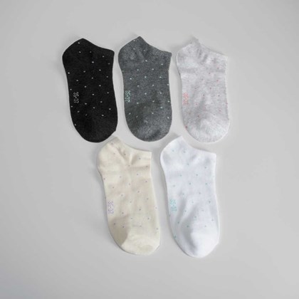 Pack x5 calcetines invisibles topos de colores muj