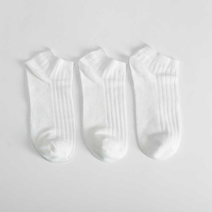 Pack 3x calcetines blancos canalé mujer