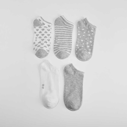 Pack x5 calcetines invisibles grises print