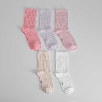 Pack de 5x calcetines canalé largos mujer