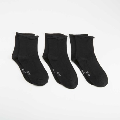 Pack x3 calcetines media caña sin puño negro
