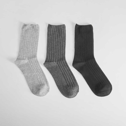 Pack x3 calcetines largos gris negro de mujer