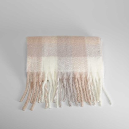 Bufanda print cuadros rosa beige MKL