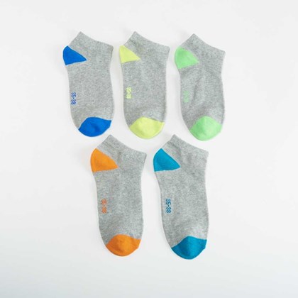 Pack x5 calcetines tobilleros talón colores MKL