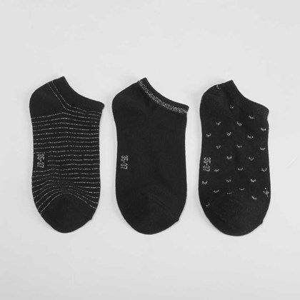 Pack 3x calcetines invisibles lurex negros