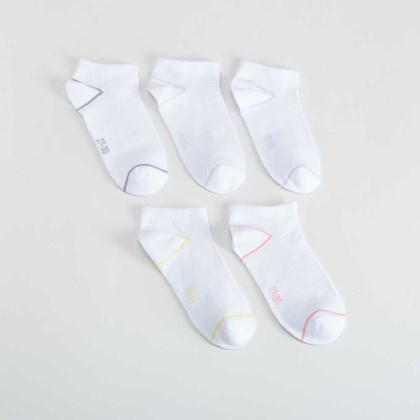 Pack x5 calcetines invisibles blanco raya MKL