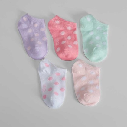 Pack x5 calcetines cortos lunares de colores niña