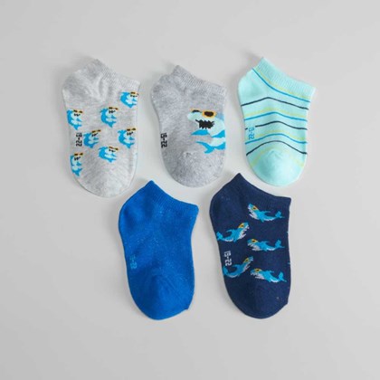 Pack x5 calcetines cortos tiburones bebé