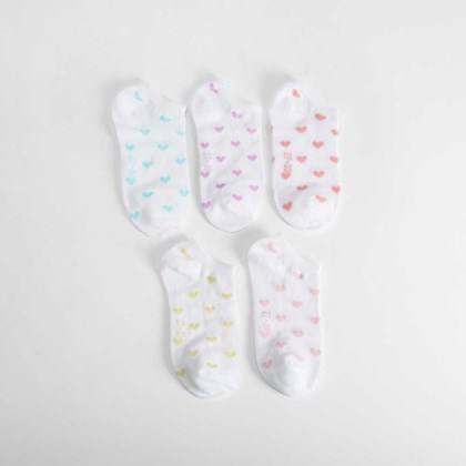 Pack 5x calcetines invisibles corazones niña