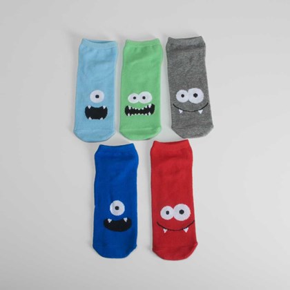 Pack 5x calcetines cortos monstruos niños