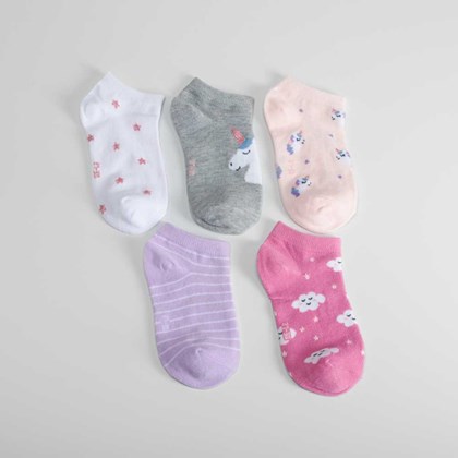 Pack 5x calcetines cortos glitter unicorn niños