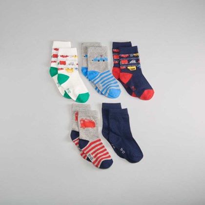 Pack 5 calcetines bebé coches MKL