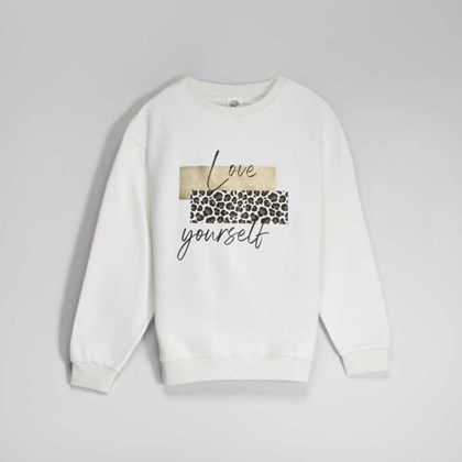 Sudadera blanca leopardo mujer