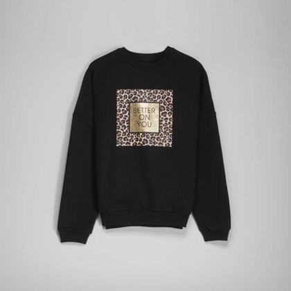 Sudadera negra leopardo mujer