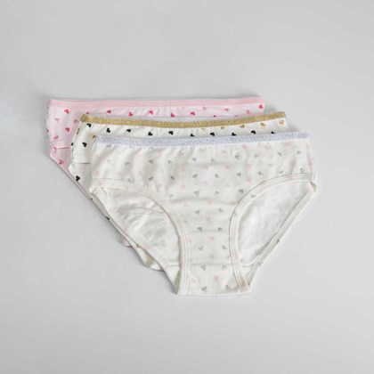 Pack de 3x braguitas con corazones niña