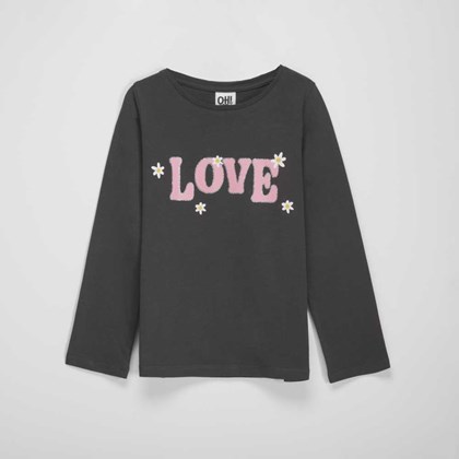 Camiseta manga larga Love gris niña