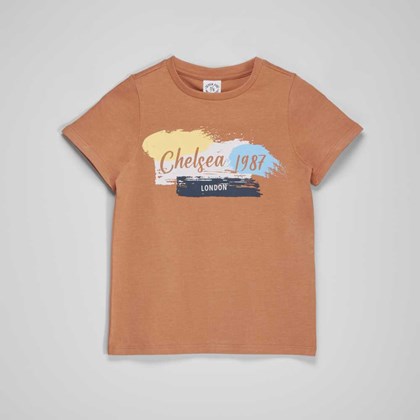 Camiseta naranja mensaje niño