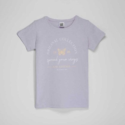 Camiseta lila mariposa niña