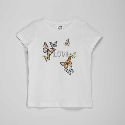 Camiseta blanca mariposas niña