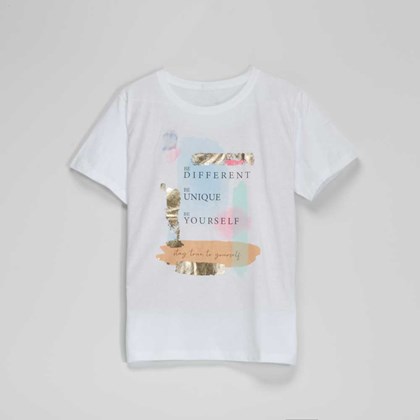 Camiseta corta blanca metalizado de mujer