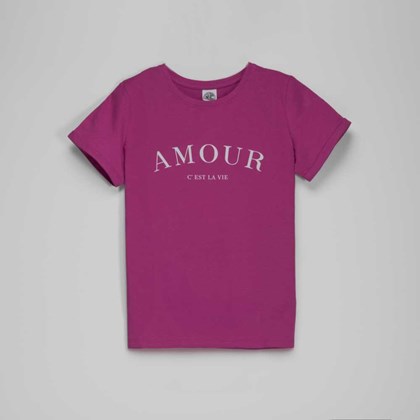 Camiseta manga corta malva Amour mujer