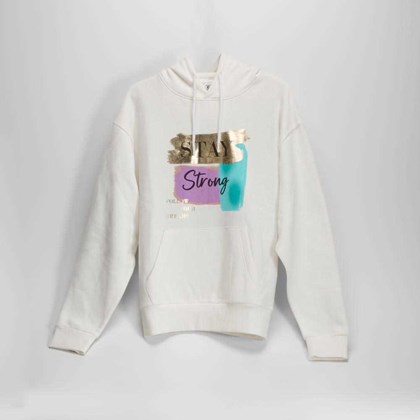 Sudadera capucha estampada blanca NYC