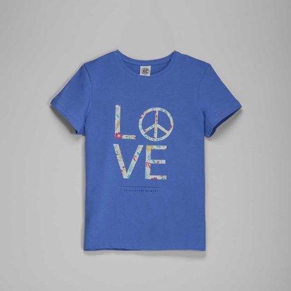 Camiseta manga corta azul Love mujer