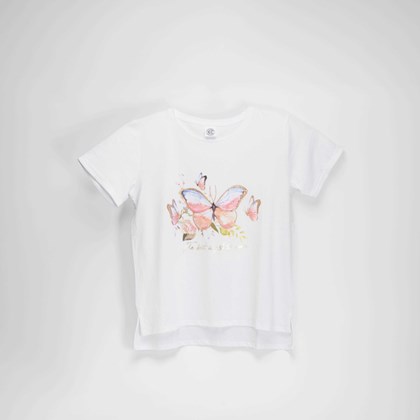 Camiseta mariposa estampada blanca NYC