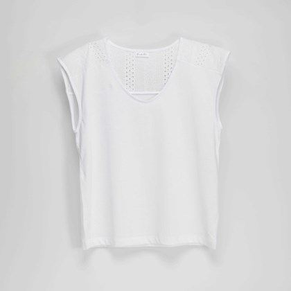 Blusa escote en v manga corta blanca PICCOLA PIU