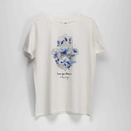 Camiseta manga corta mano de fátima blanca NYC