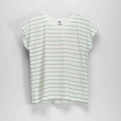 Camiseta manga corta rayas verde NYC