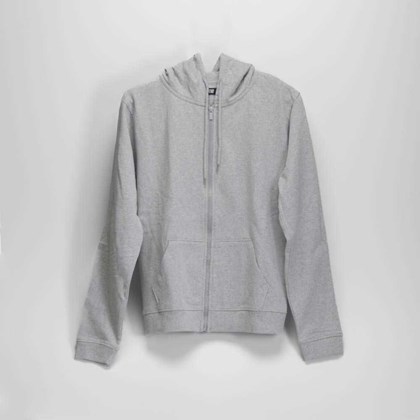 Sudadera gris con capucha y cierre frontal UTWO