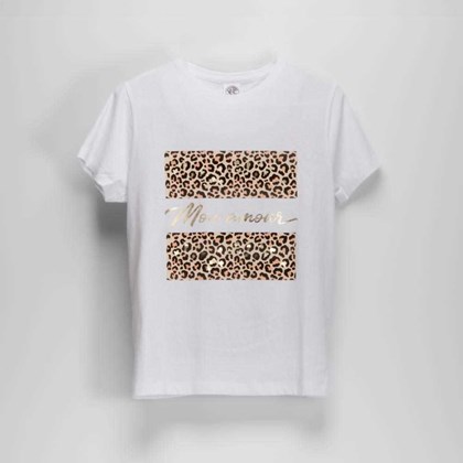 Camiseta manga corta mujer animal print blanca NYC