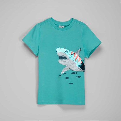 Camiseta azul manga corta tiburon niño