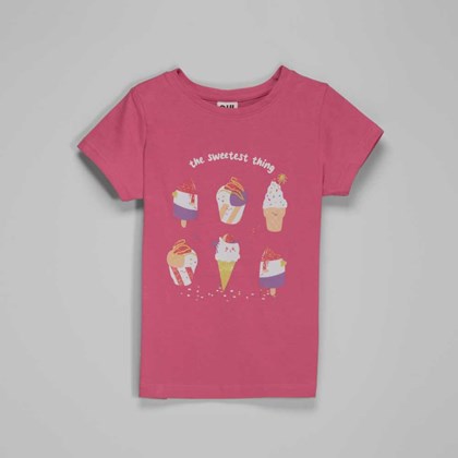 Camiseta manga corta rosa helados niña