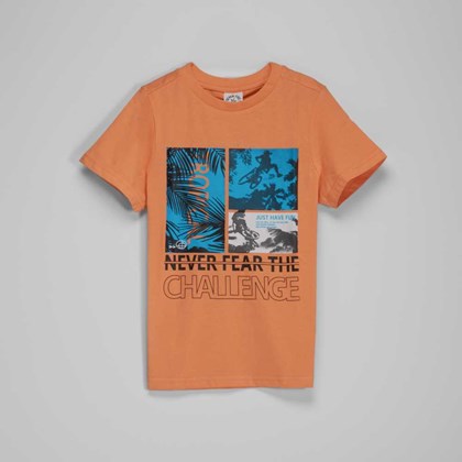 Camiseta manga corta tropical naranja niño
