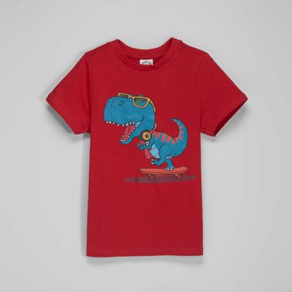 Camiseta roja manga corta Dino niño