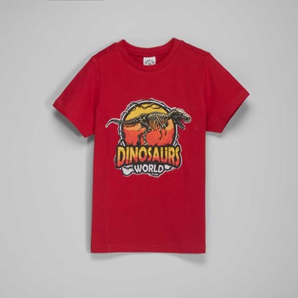 Camiseta manga corta roja Dino niño
