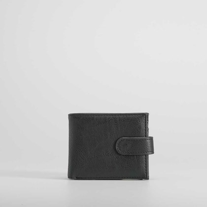 Cartera de piel negra botón MR HANSEN