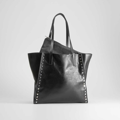 Bolso shopper negro con remaches PICCOLA PIU