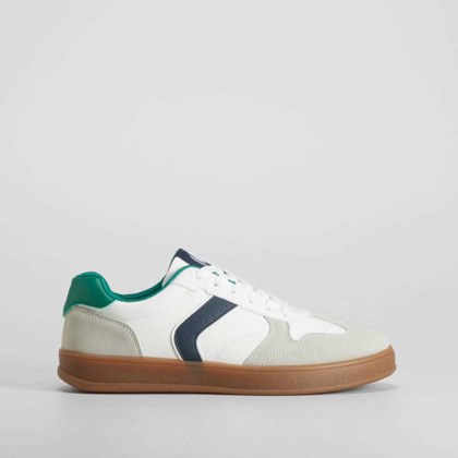 Zapatilla casual blanca y verde NYC
