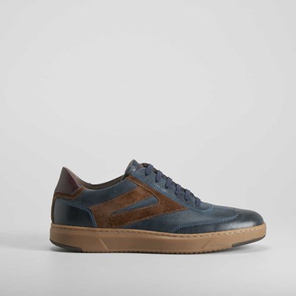 Deportiva casual piel azul marino FOSCO