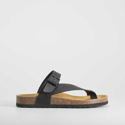 Sandalia bio de piel negra SENDA ROAD